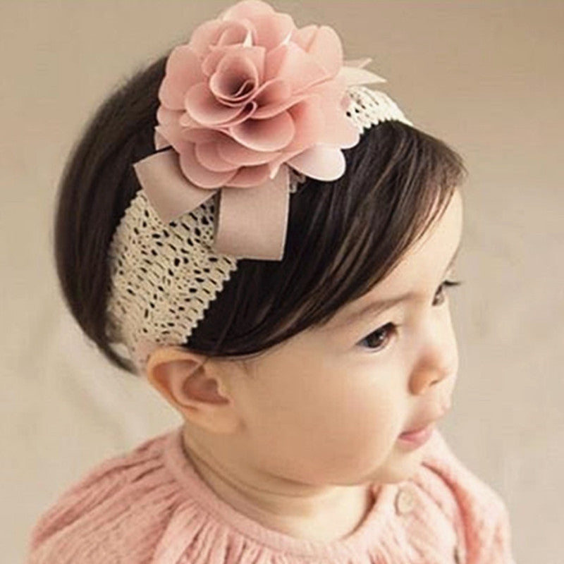 Baby Crochet & Lace Headband with Flower $10.00 3 Color Options