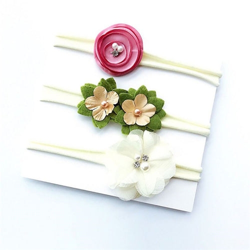 3pcs Artsy Baby Girl Flower Headband Set--Infant.  $6.00