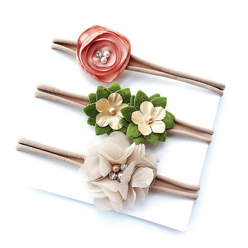 3pcs Artsy Baby Girl Flower Headband Set--Infant.  $6.00