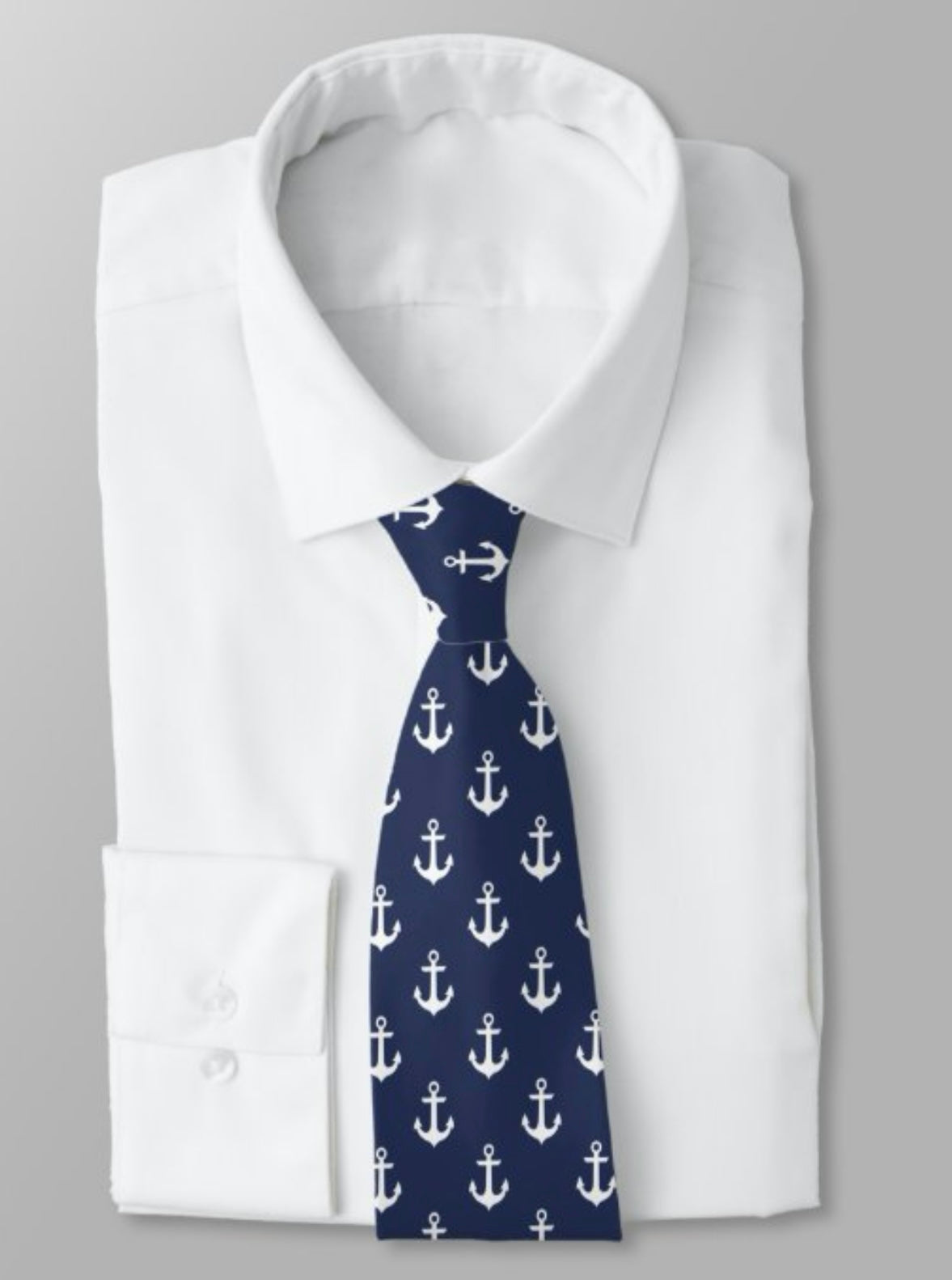Navy & White All-Over Anchor Necktie 55” Length. $40.00