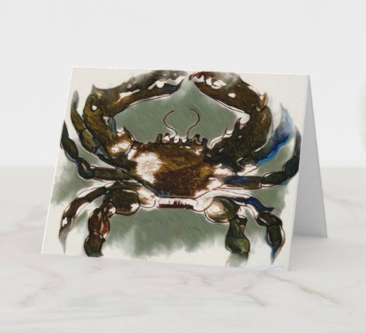 Custom “Blue Crab” Note Cards & Envelopes—Set of 12. Featuring Original Artwork￼Small (4”x5.6”) $28.00