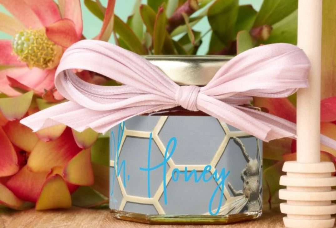 "Oh, Honey" Jars of Honey with Wooden Dipper--Set of 6