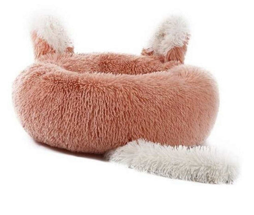 Plush "Bunny" Pet Bed for Cats and Small Dogs--Salmon Size Medium