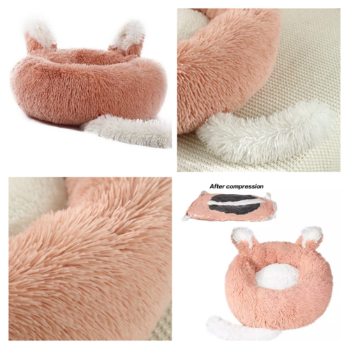 Plush "Bunny" Pet Bed for Cats and Small Dogs--Salmon Size Medium