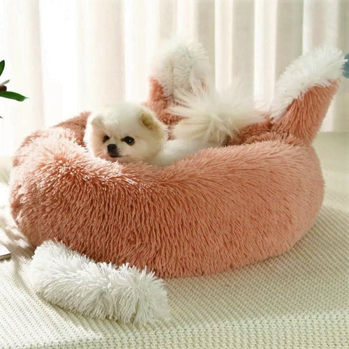 Plush "Bunny" Pet Bed for Cats and Small Dogs--Salmon Size Medium